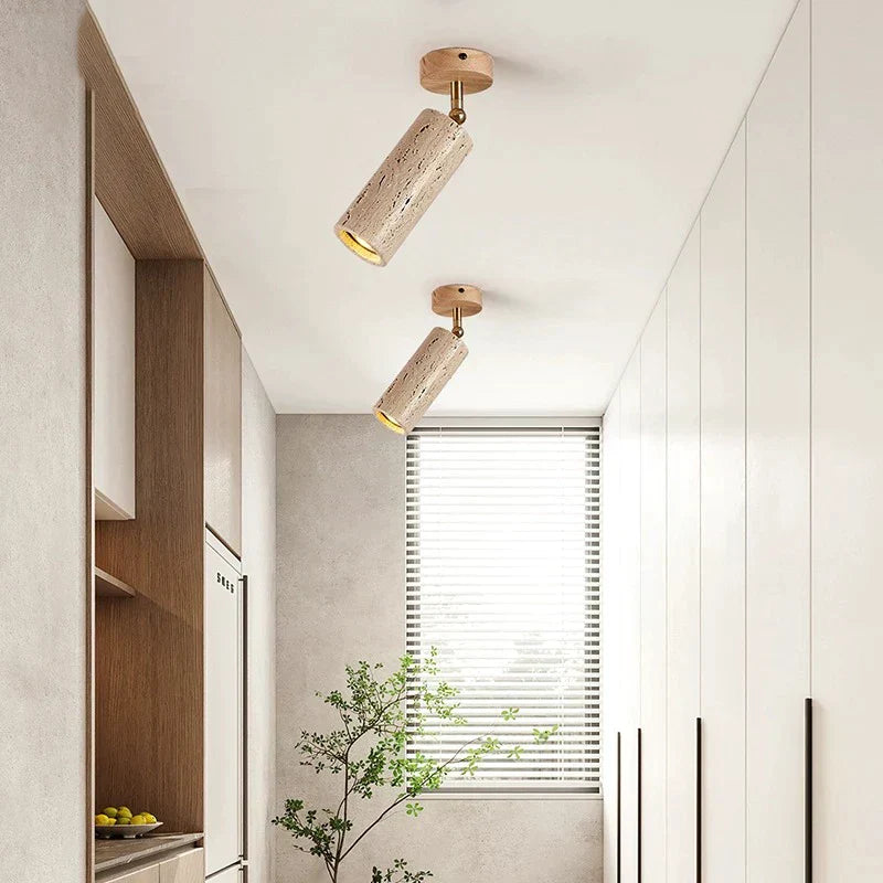 DecorBites™ LED Natural Stone Spotlights for Ceiling and Wall, Walnut Log Wood, E27 Bulb