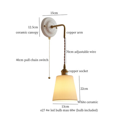 DecorBites™ Adjustable LED Wall Sconce Lamp Stripe Ceramic Copper Mirror Bedside