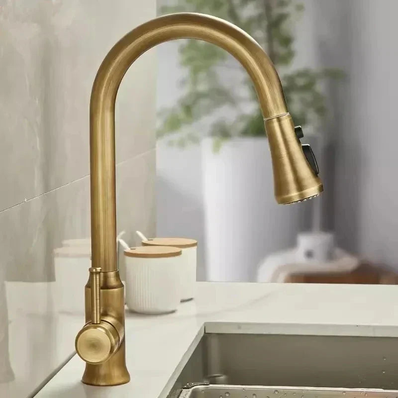 DecorBites™ Antique Brass Kitchen Faucet 360° Rotation Sink Mixer Tap - Tuqiu Design