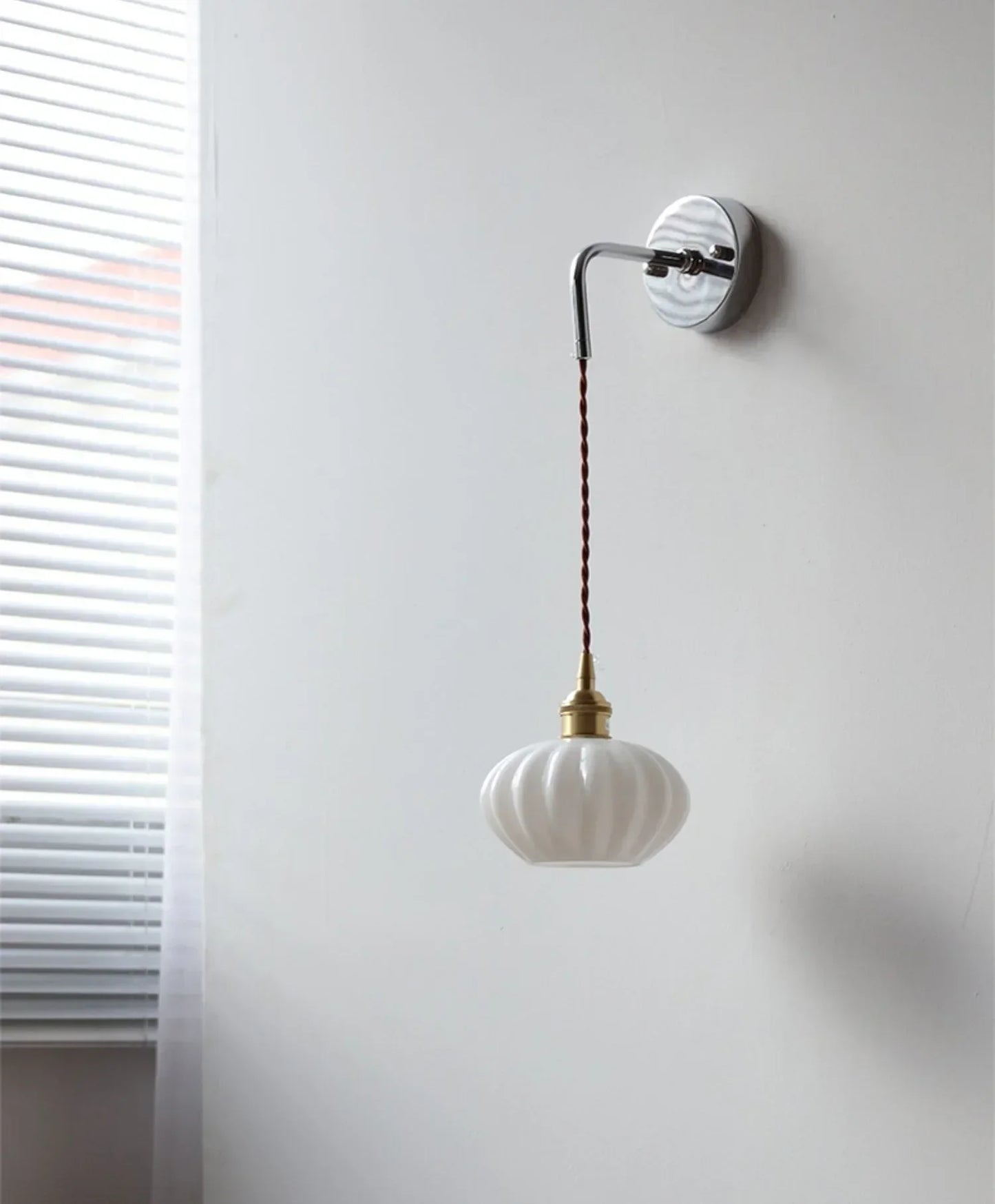 DecorBites™ Ceramic LED Wall Lamp with Pull Chain Switch, Adjustable Stair Light Sconce