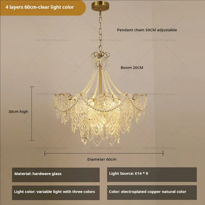 DecorBites™ Crystal Chandelier Light: French Modern Luxury for Living Room, Dining Room, Bedroom