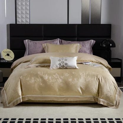 DecorBites™ Butterfly Jacquard Lyocell Cotton Luxury Bedding Set Full Queen