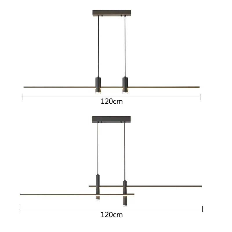 DecorBites™ Black/Gold LED Dining Room Island Chandelier: Modern Minimalist Kitchen Hanging Lamp