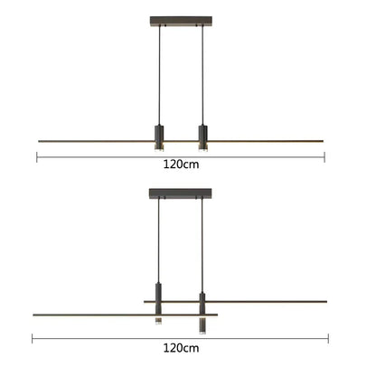 DecorBites™ Black/Gold LED Dining Room Island Chandelier: Modern Minimalist Kitchen Hanging Lamp