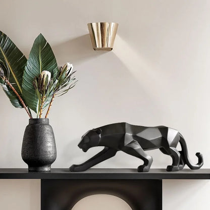 DecorBites™ Golden Leopard Resin Sculpture - Handcrafted Cheetah Decoration