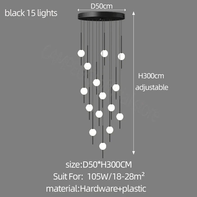 DecorBites™ Creative LED Chandeliers: Luxurious Design for Living Rooms, Large Lighting Fixtures for Staircases