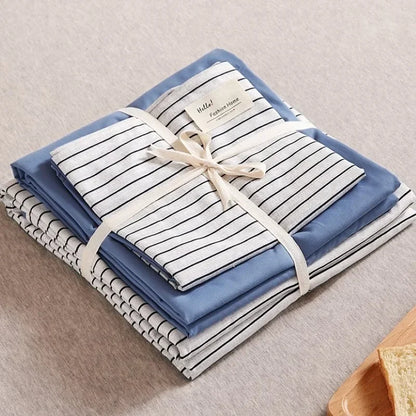 DecorBites™ Japanese Grid Print Bed Set in Washed Cotton for Summer Comfort