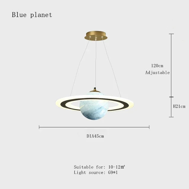 DecorBites™ Children's Planet Earth Pendant Lamp: Acrylic Space Star Theme LED Hanging Light