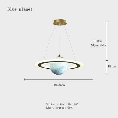 DecorBites™ Children's Planet Earth Pendant Lamp: Acrylic Space Star Theme LED Hanging Light