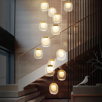 DecorBites™ Gold Crystal Staircase Chandelier | Luxury Indoor Lighting Fixtures