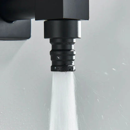 DecorBites™ Black Brass Wall Mounted Washing Machine Faucet for Outdoor Use