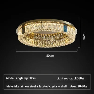 DecorBites™ Crystal LED Ceiling Lamp: Modern Stainless Steel Chandelier for Living Room, Bedroom & Kitchen.