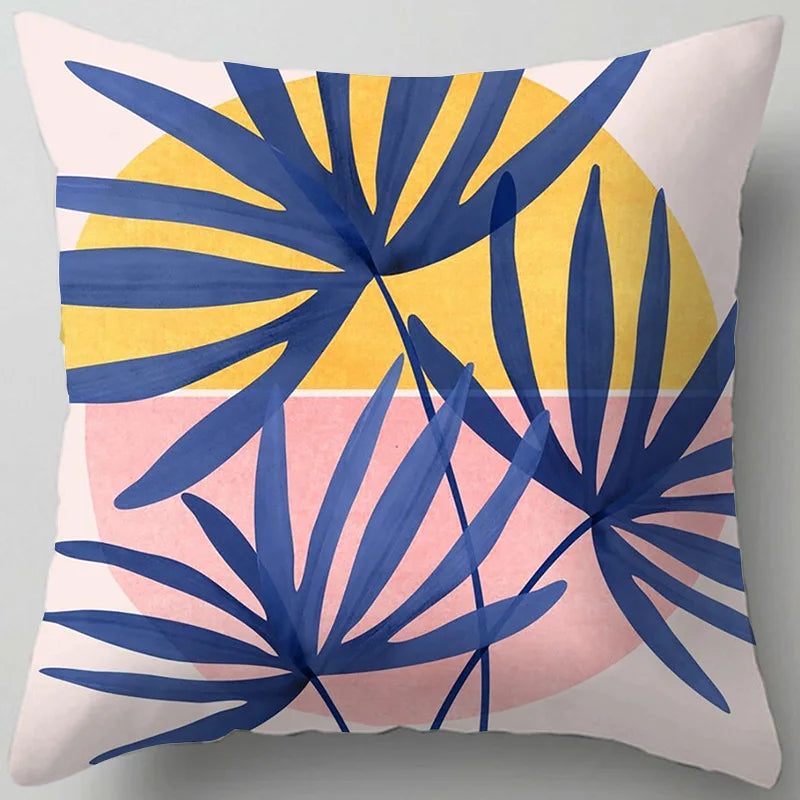 DecorBites™ Blue Flower Leaves Pattern Pillowcase - Nordic Style Living Room Cushion Cover