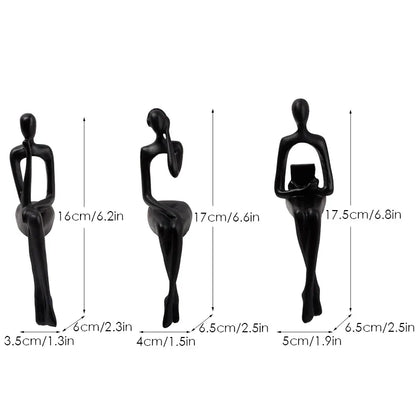 DecorBites™ Abstract Figurines Set of 3 - Modern Art Sculpture for Home and Office