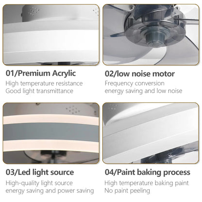 DecorBites™ LED Silent Ceiling Fan Light Control Modern Bedroom Living Room Indoor Decor