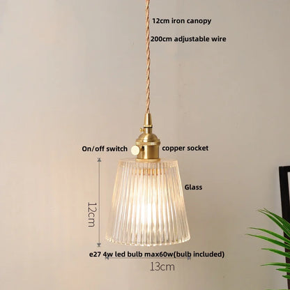 DecorBites™ Clear Glass LED Pendant Bar Kitchen Nordic Copper Dining Room Suspension