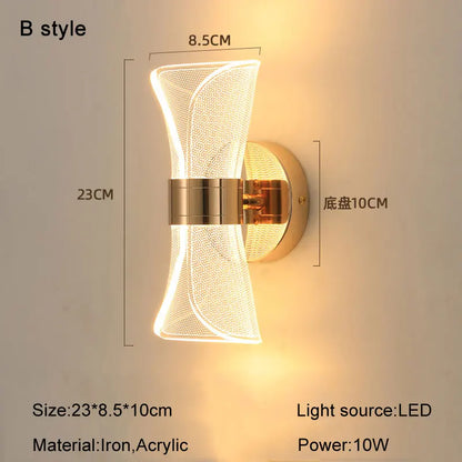 DecorBites™ Gold Nordic Acrylic LED Wall Lights for Bedroom Living Room Decoration