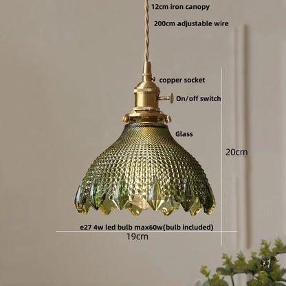 DecorBites™ Clear Glass Nordic LED Pendant Light Fixture with Brass Knob Switch