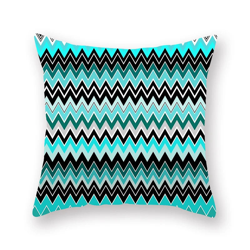 DecorBites™ Geometric Leaf Flower Pillowcase Teal Blue Sofa Car Home Decor Throw Cover