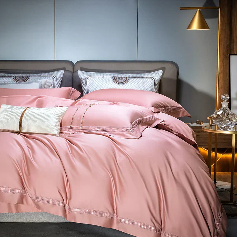 DecorBites™ Egyptian Cotton Duvet Cover Set, 1000TC Bedding: Quilt Cover, Sheet, Pillowcases