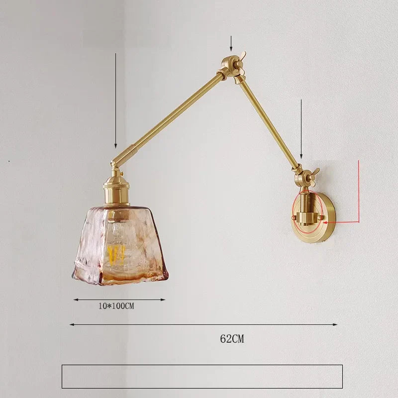 DecorBites™ Ceramic Copper LED Wall Lamp with Adjustable Long Arm Swing