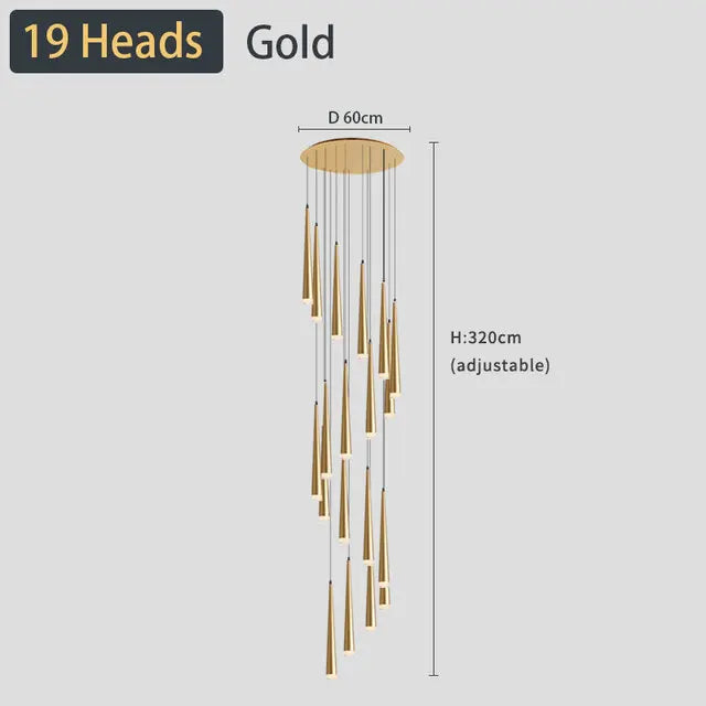 DecorBites™ Black LED Ceiling Chandelier: Stylish Staircase Lighting for Home Decor & Living Room