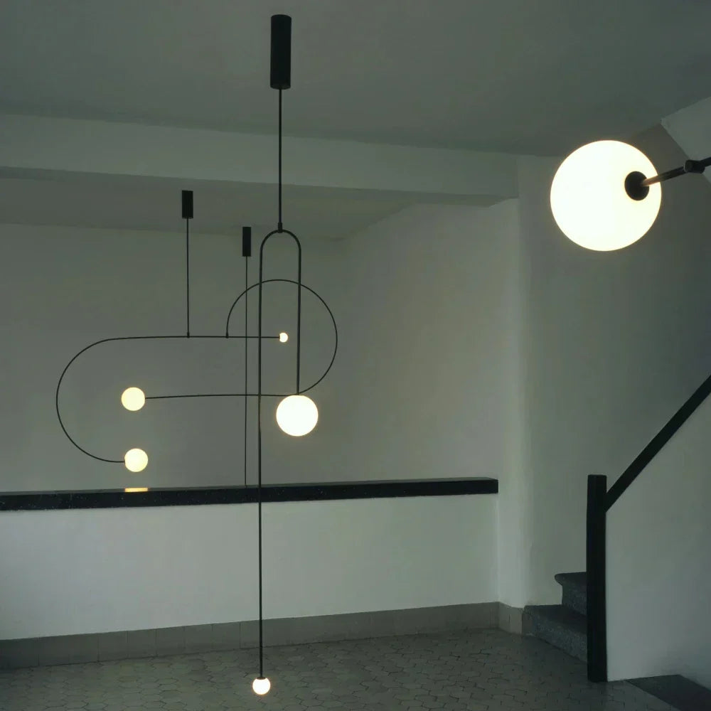 DecorBites™ Arc Line Chandelier: Nordic Suspension Pendant for Living Dining Room Kitchen