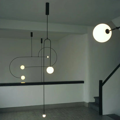 DecorBites™ Arc Line Chandelier: Nordic Suspension Pendant for Living Dining Room Kitchen