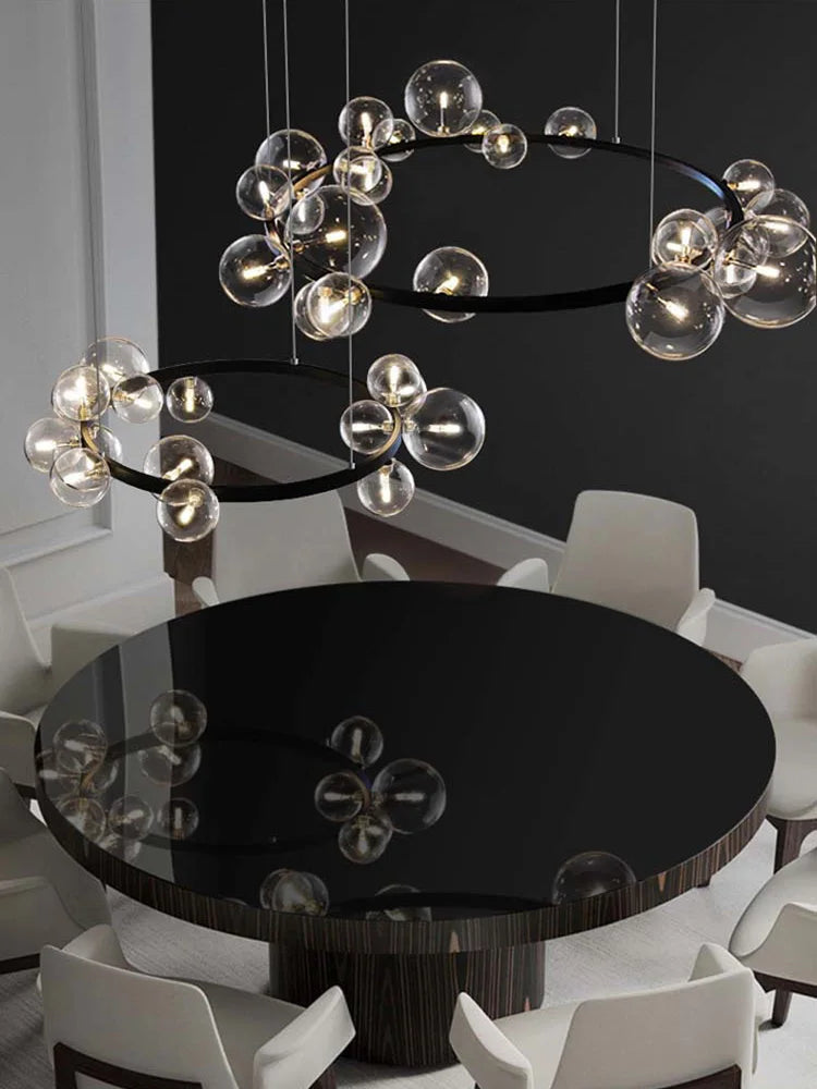 DecorBites™ Black Postmodern Bubble Glass Chandelier with Multi Clear Balls
