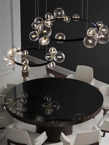 DecorBites™ Black Postmodern Bubble Glass Chandelier with Multi Clear Balls
