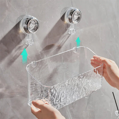 DecorBites™ Bathroom Shelf Suction Cup Storage Rack - Wall Mounted Draining Basket