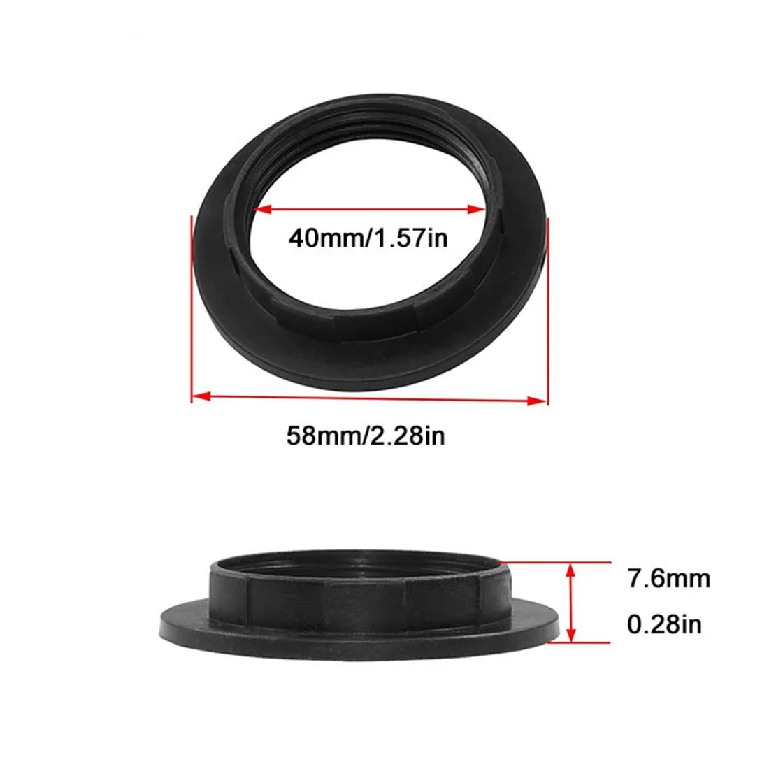 DecorBites™ Black White E27 Light Socket Ring 40mm Collar Rings for Glass Shade
