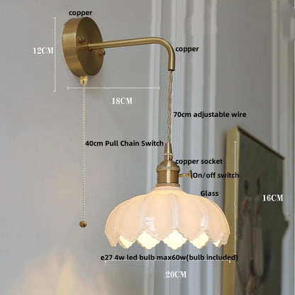DecorBites™ Clear Glass LED Wall Light with Pull Chain Switch