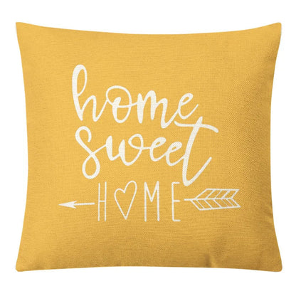 DecorBites™ Geometric Yellow Linen Pillow Cover for Modern Décor 45x45cm