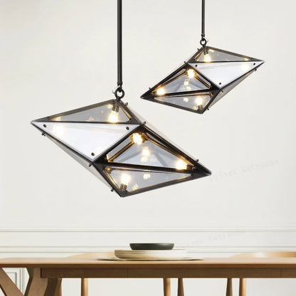 DecorBites™ Angular Diamond Glass Chandelier Ceiling Light for Home Decor