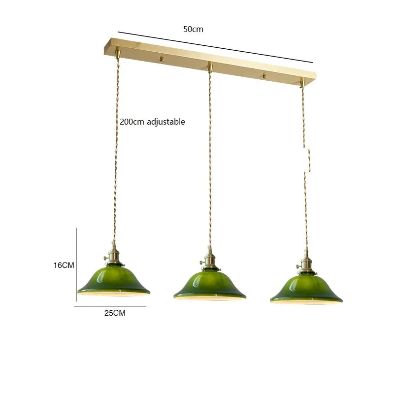 ™ Green Glass LED Pendant Light for Home, Restaurant, Bar, and Loft Style Decor.
