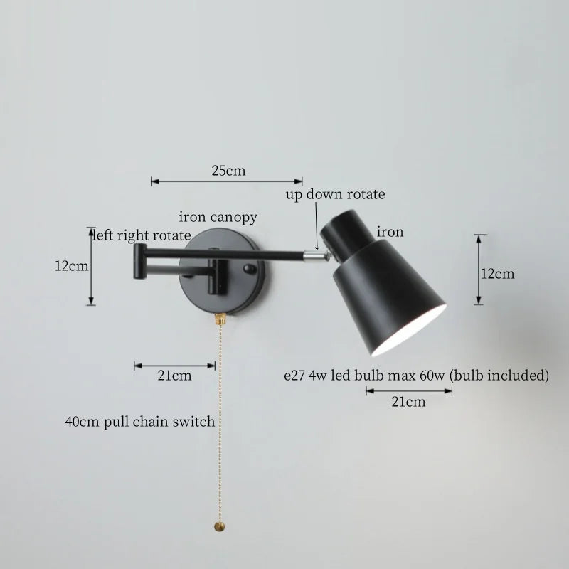 DecorBites™ Black Iron LED Wall Sconce for Home Decor - Modern Nordic Style