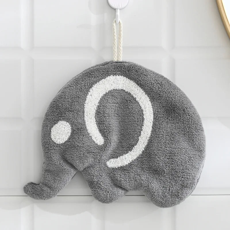 DecorBites™ Cartoon Animals Coral Velvet Hand Towel - Microfiber Terry Towel with Quick Drying