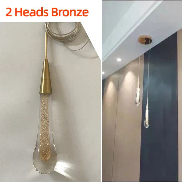 DecorBites™ Crystal Glass LED Pendant Lights - Tear Drop Design for Restaurant, Bar, Staircase