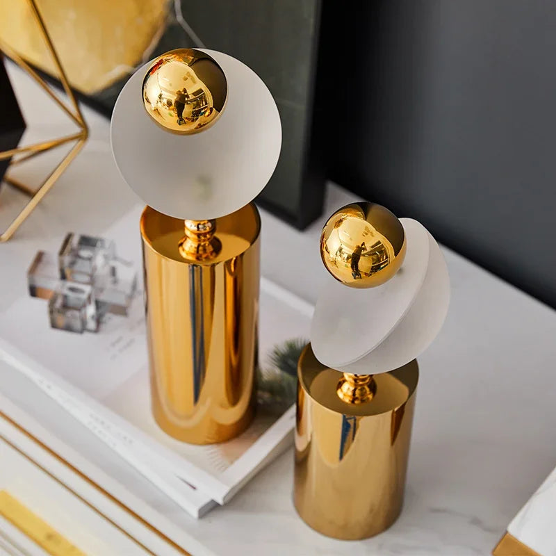 DecorBites™ Geometric Golden Ball Frosted Glass Ornament Home Decor