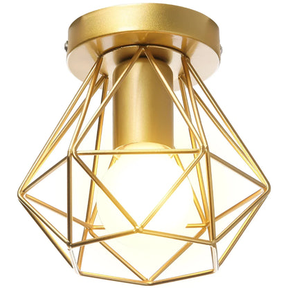 DecorBites™ Gold Iron Cage Ceiling Light Modern Nordic Decor Retro Loft Fixture E27
