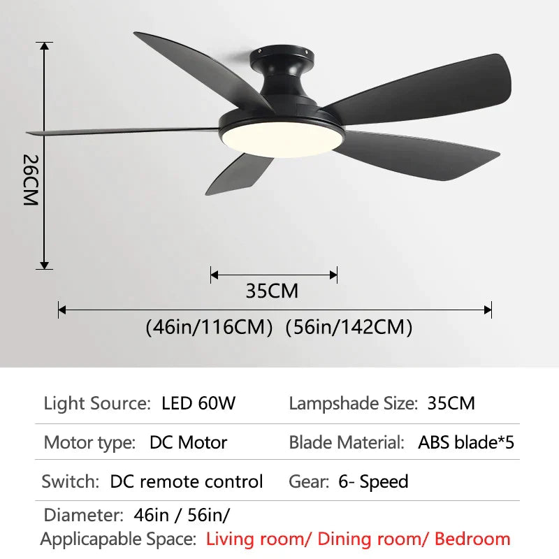 DecorBites™ 56" Modern Ceiling Fan with Remote Control for Bedroom and Restaurant