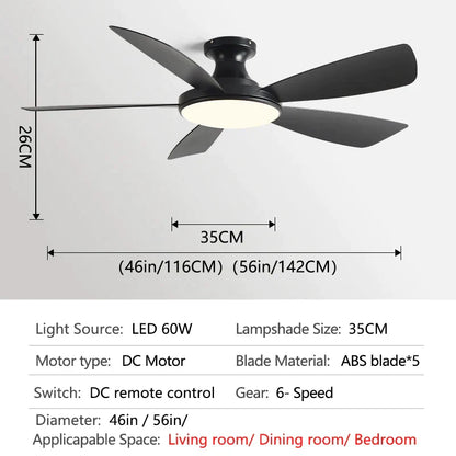 DecorBites™ 56" Modern Ceiling Fan with Remote Control for Bedroom and Restaurant