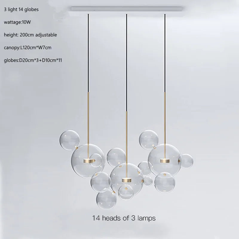 DecorBites™ Glass Bubble Ball LED Chandelier Mickey Light for Restaurant, Bar, and Store
