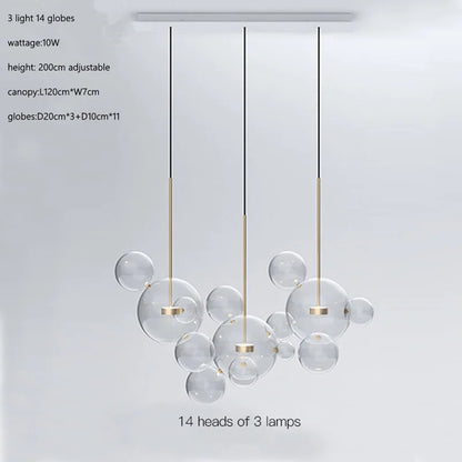 DecorBites™ Glass Bubble Ball LED Chandelier Mickey Light for Restaurant, Bar, and Store