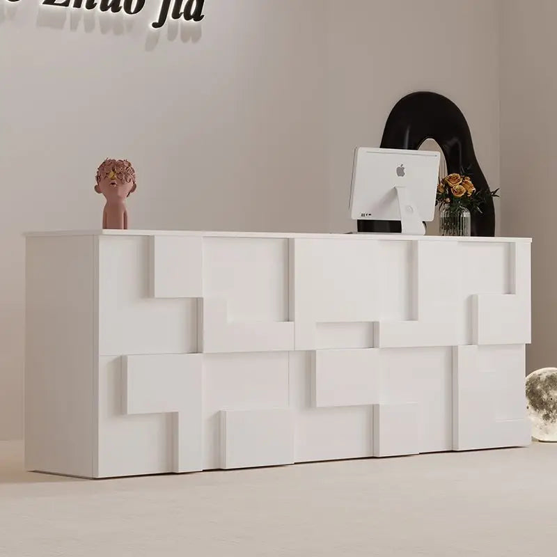 Modern minimalist white geometric living room lockers