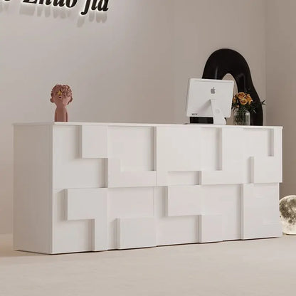 Modern minimalist white geometric living room lockers
