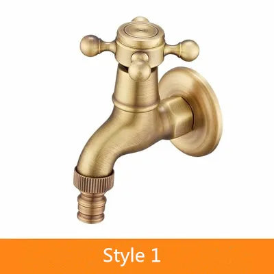 DecorBites™ Antique Brass Garden Bibcocks Single Cold Tap Faucet for Outdoor Use