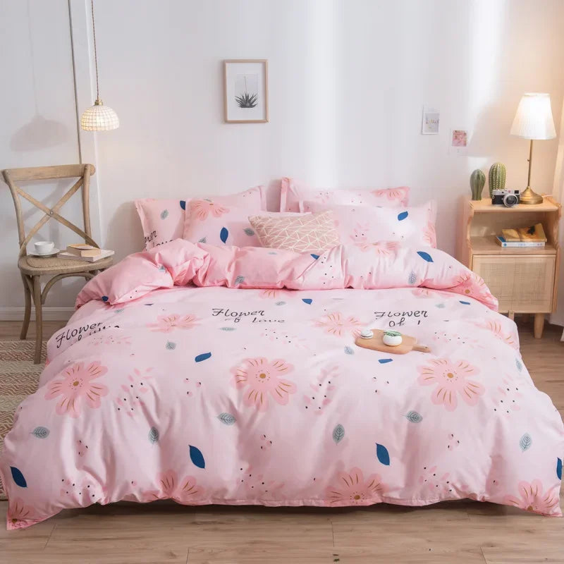 DecorBites™ Cartoon Print Bedding Set - Queen/King Size Duvet Cover, Sheets, Pillowcases