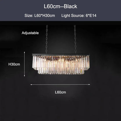 DecorBites™ Black Gold Crystal Ceiling Chandelier: Modern LED Pendant Light for Luxe Living Spaces